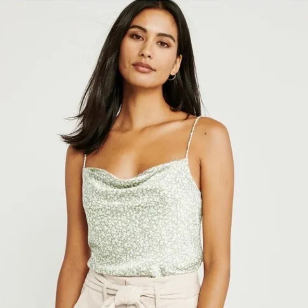 Abercrombie Green Floral Cowl Neck Cami